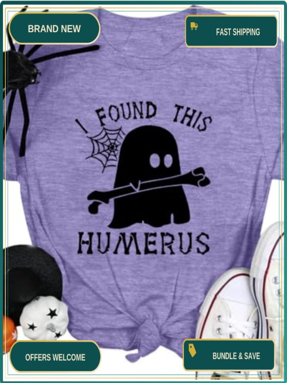 Womens Halloween Ghost T-Shirt Crew Neck Short Sleeve Fall Graphic Tee